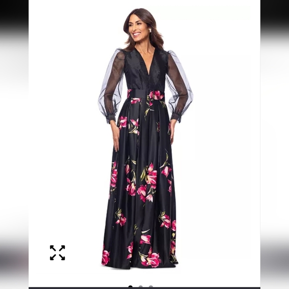 Betsy & Adam Dresses & Skirts - $289 Betsy & Adam Women Organza-Sleeve Floral Belted Gown Sz 4 Old Money